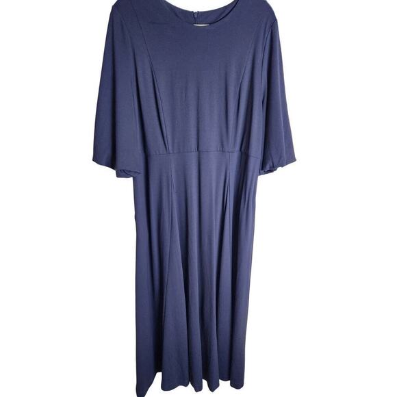 Boden Dresses & Skirts - Boden Jersey Knit Fit and Flare Navy Dress sz 16/18 puff sleeves nwt *flawed*